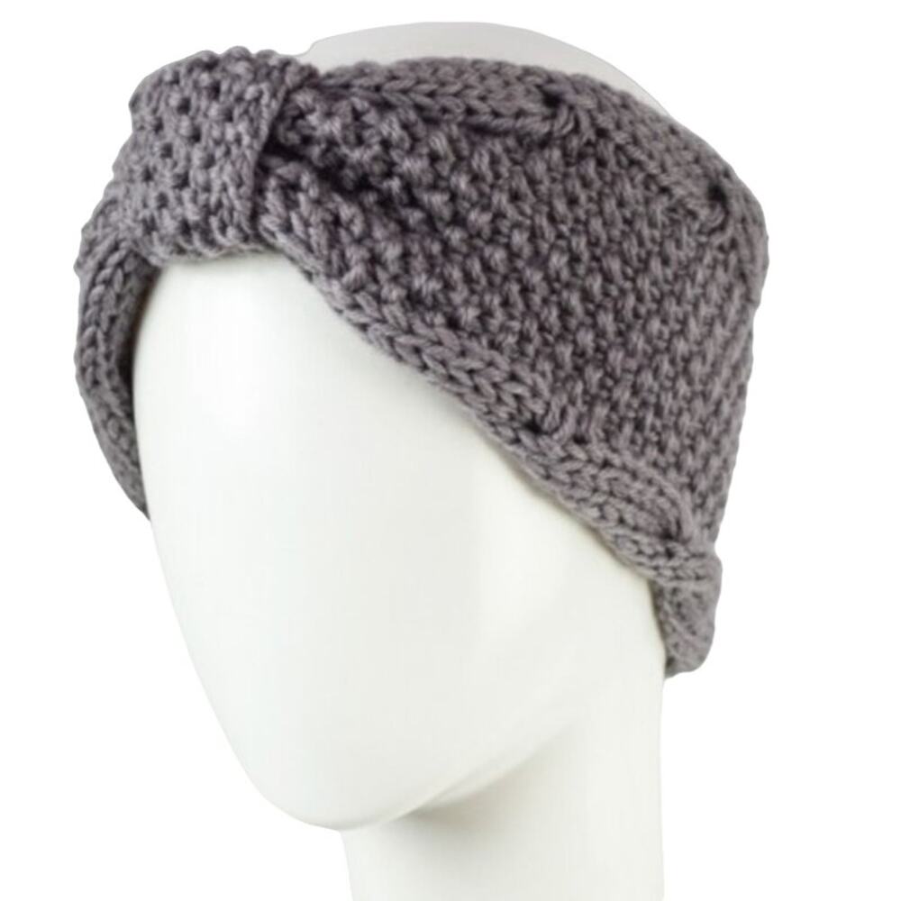 Knit Bow Headband Womens One Size Gray Fall Winter Cute Stylish Cozy Ear Warmer